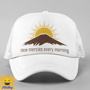 NEW MERCIES EVERY MORNING Foam Trucker Hat Snapback Cap White